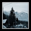 Snowy peaks of Carpathian Mountains near Sinaia