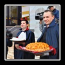 Welcome in Hotel Coroana de Aur, Bistrița, with traditional bread, salt and palinka