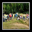 At the checkpoint, welcoming the marathon runners.
