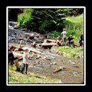 At the finish of the half-marathon.