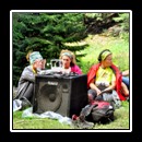 At the finish of the half-marathon.