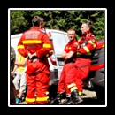 At the finish of the half-marathon.