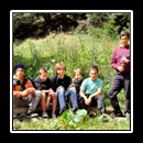 Young volunteer helpers at the finish of the half-marathon.