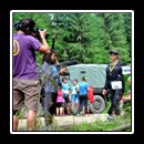 At the finish of the half-marathon, with camera team.