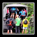 Half-marathon runners returning to the Ocolul Silvic for the grill party.