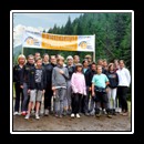 Young volunteer helpers at the finish of the half-marathon.
